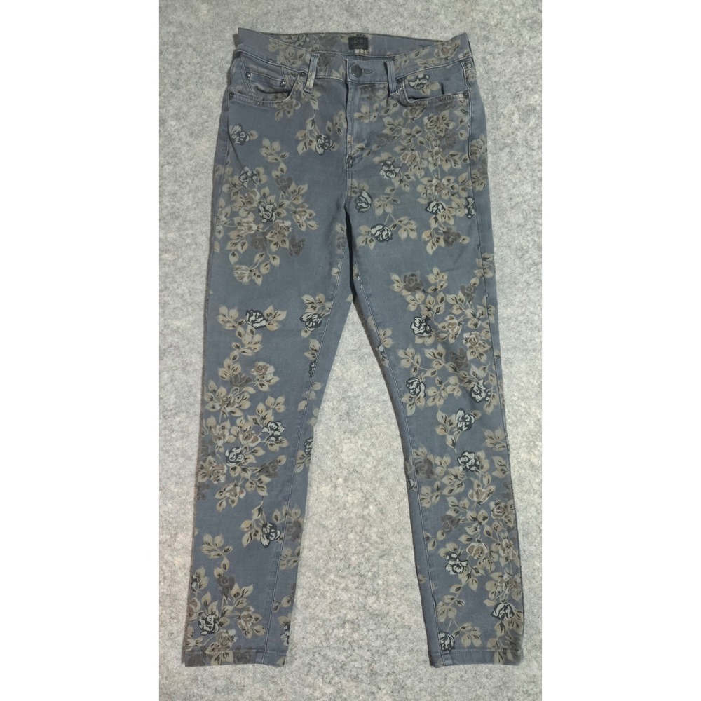 Citizens of Humanity Rocket High Rise Skinny Floral Jeans Grey Blue 28 1416-848P